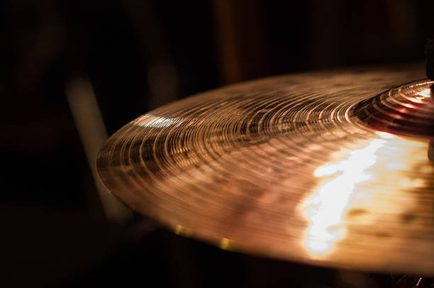close up of cymbal on drumkit, in colour